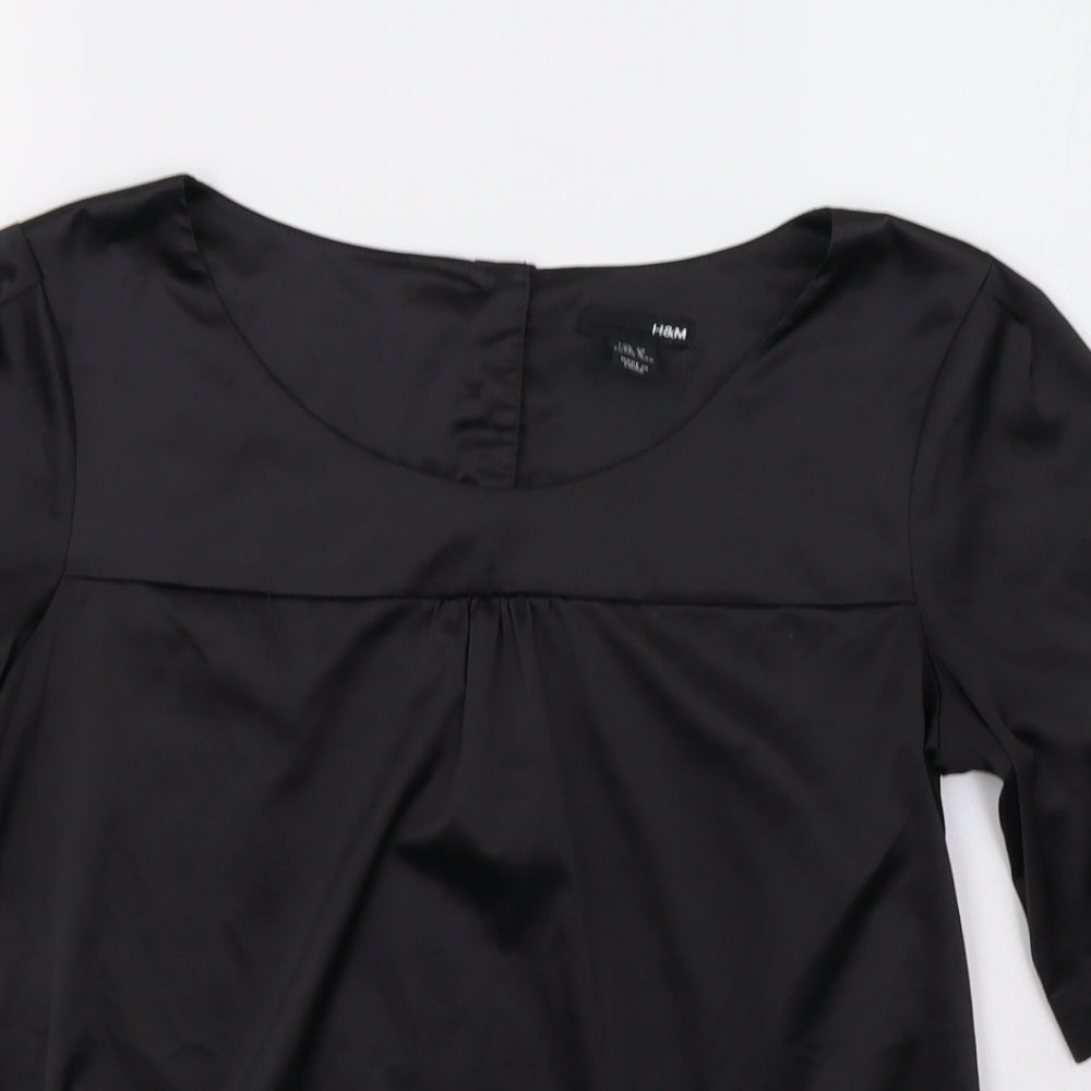 H&M Womens Black  Satin Basic Blouse Size 10