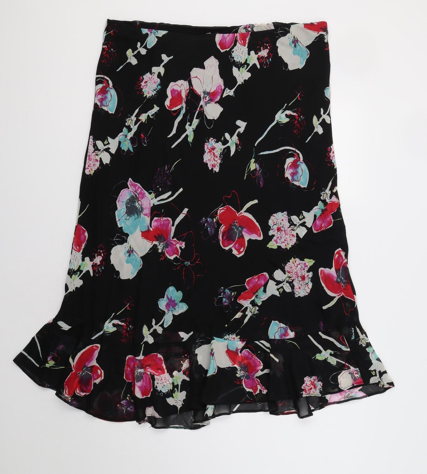 essence Womens Black Floral  A-Line Skirt Size 22