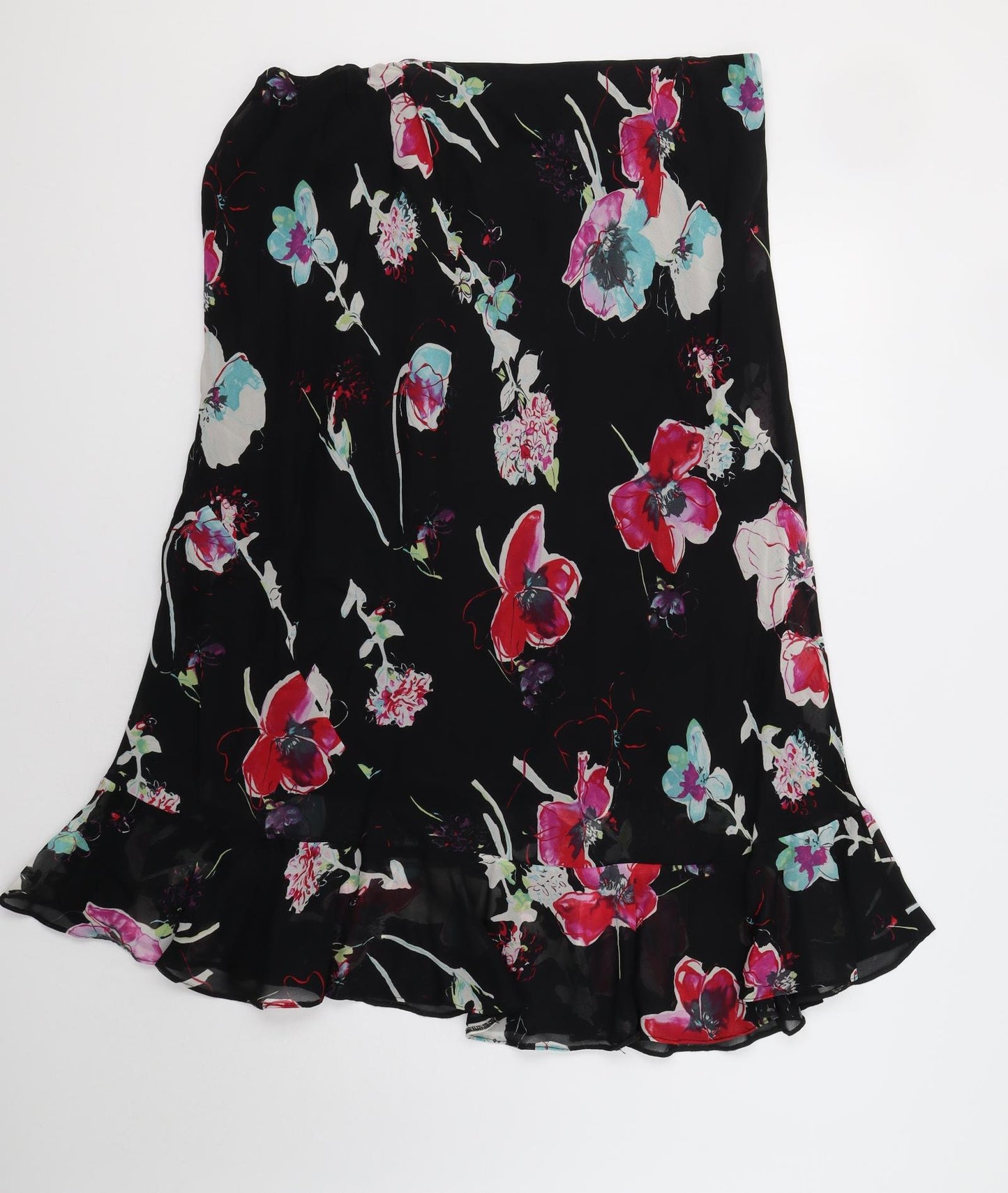 essence Womens Black Floral  A-Line Skirt Size 22