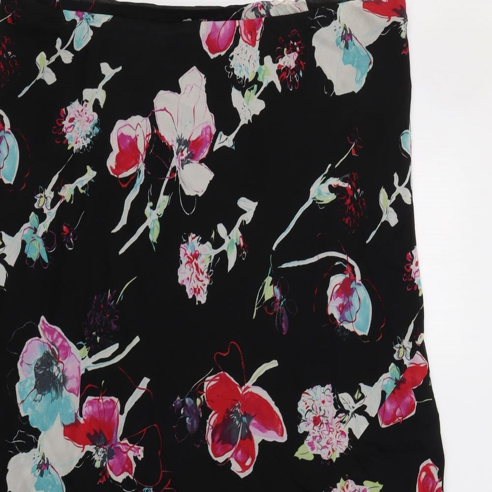 essence Womens Black Floral  A-Line Skirt Size 22