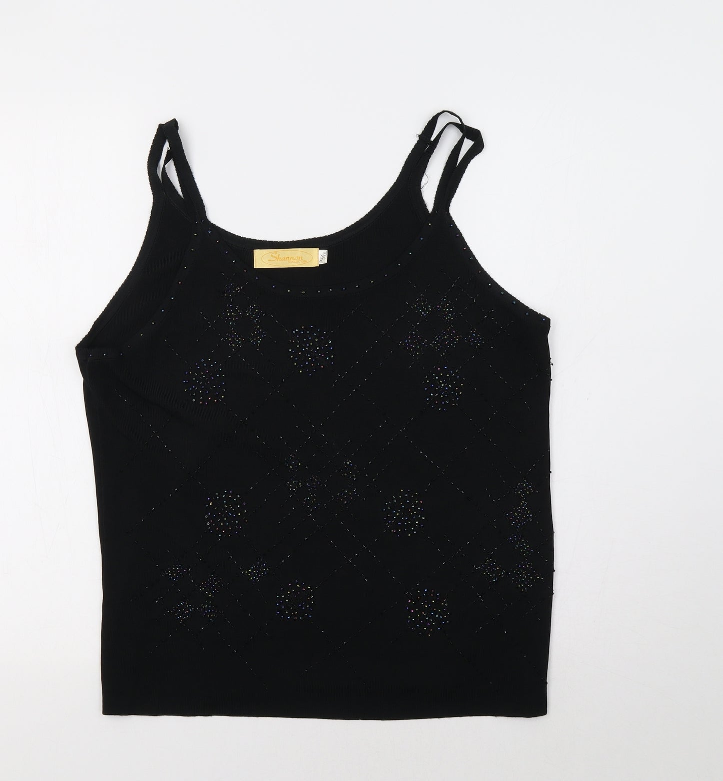 Shannon Womens Black Geometric  Camisole Tank Size XL