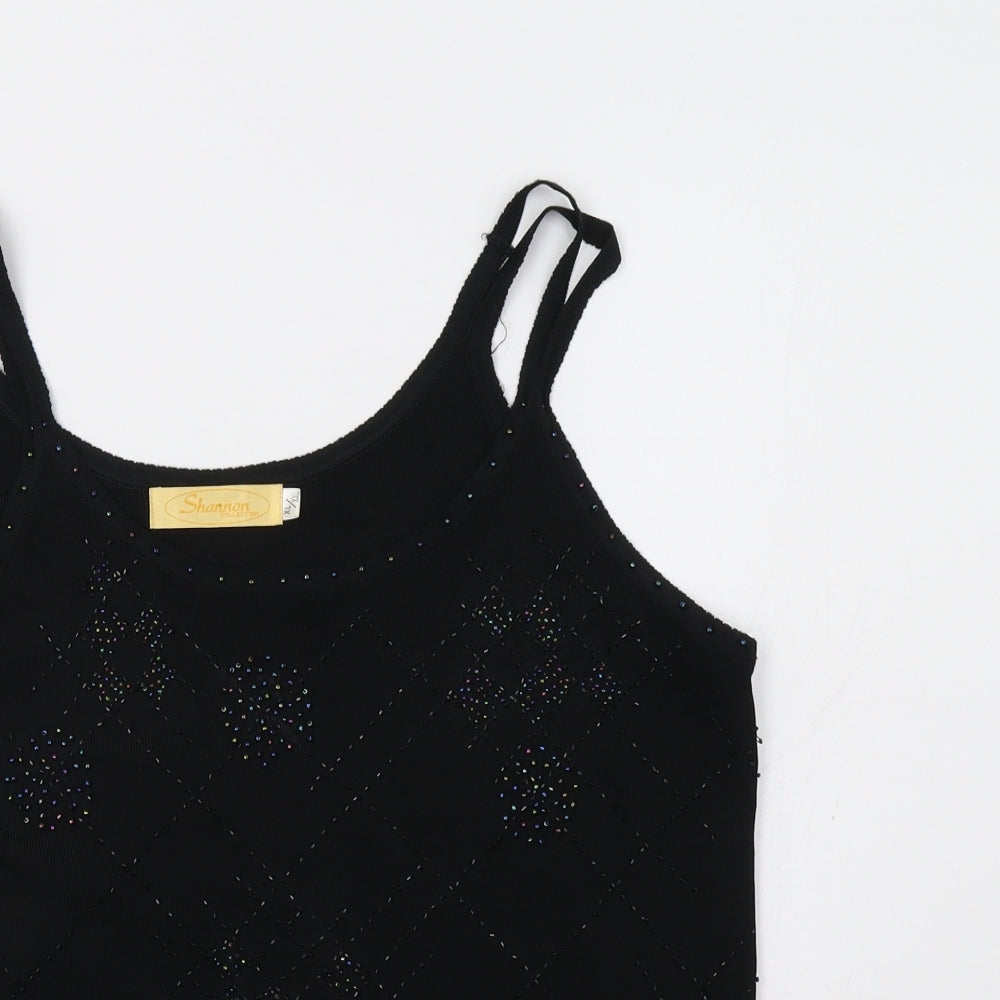Shannon Womens Black Geometric  Camisole Tank Size XL