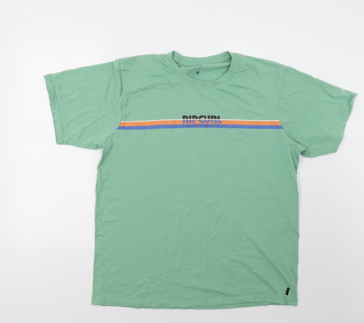 RIP CURL Mens Green Striped   T-Shirt Size XL