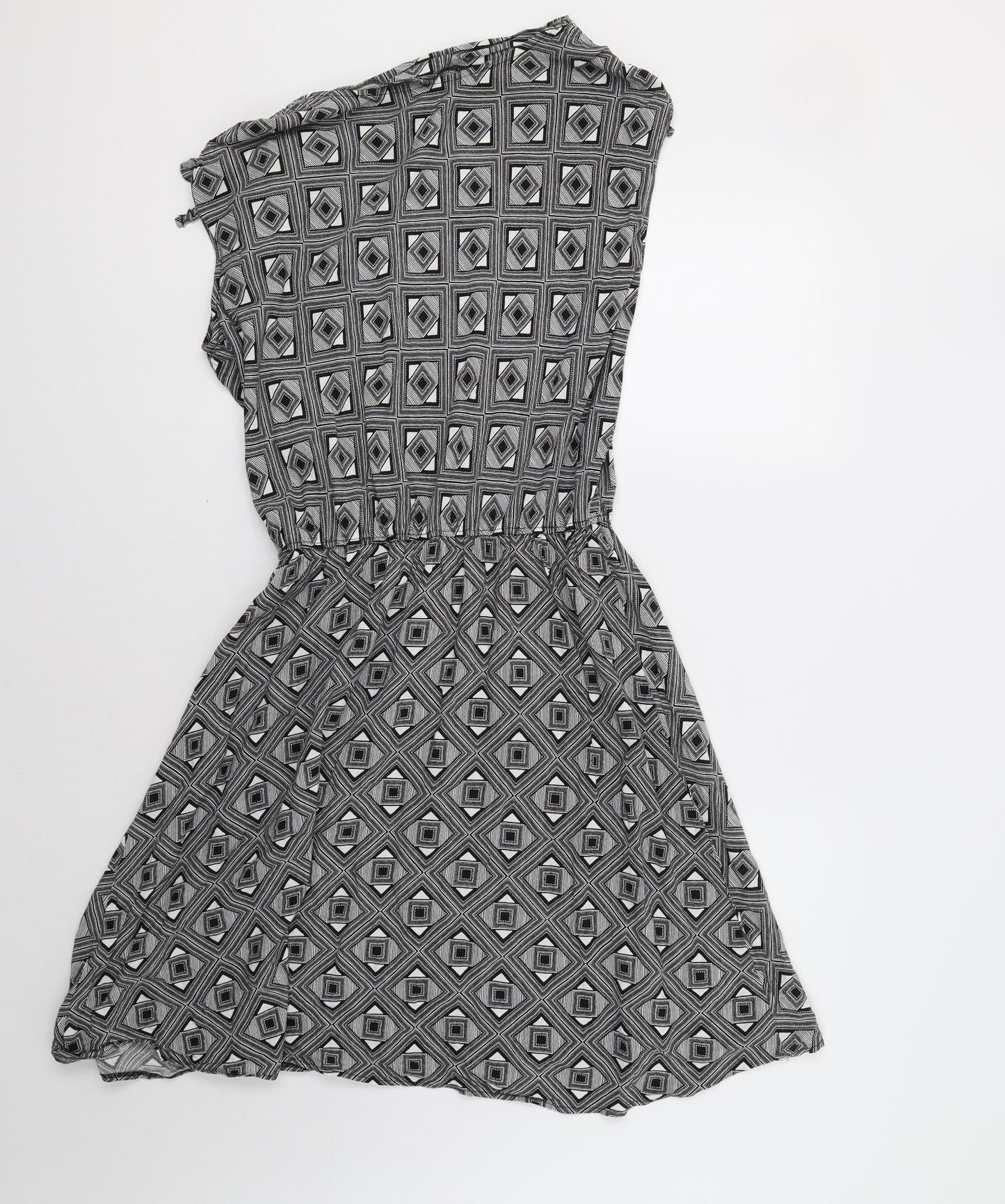 TU Womens Black Geometric  A-Line  Size 14