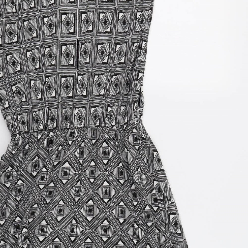 TU Womens Black Geometric  A-Line  Size 14