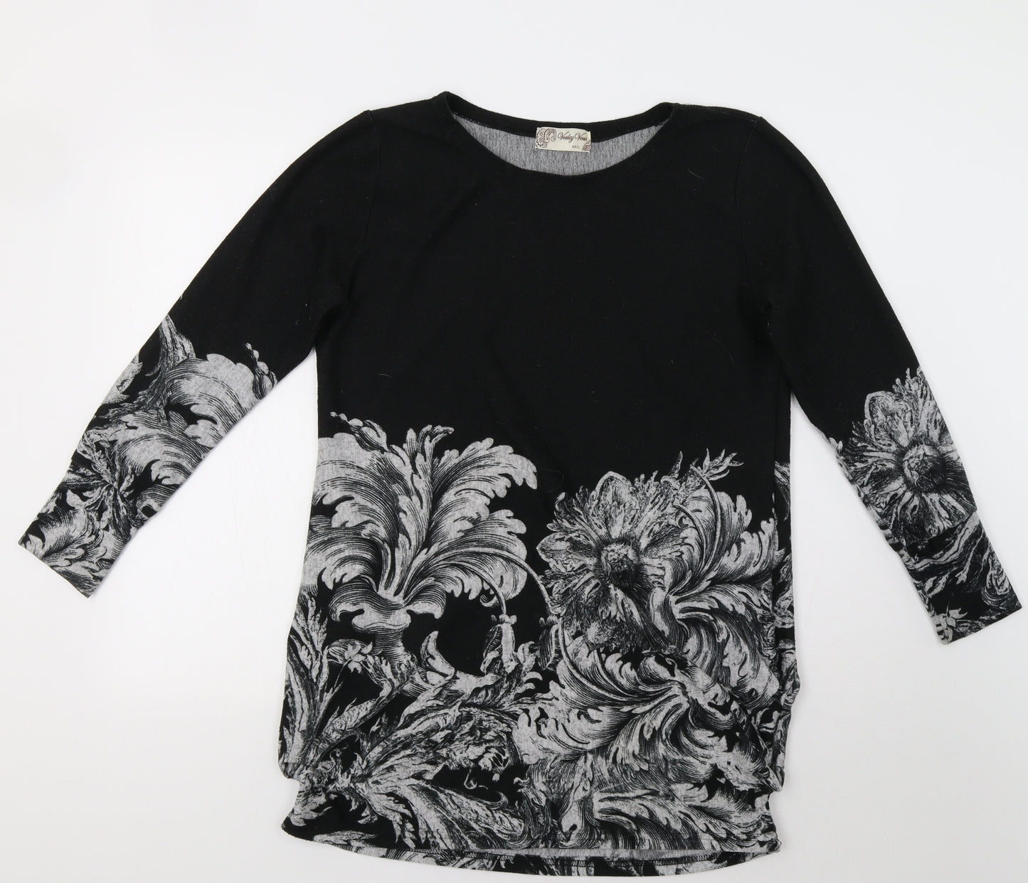 Voulez-Vous Womens Black Floral  Tunic Jumper Size M