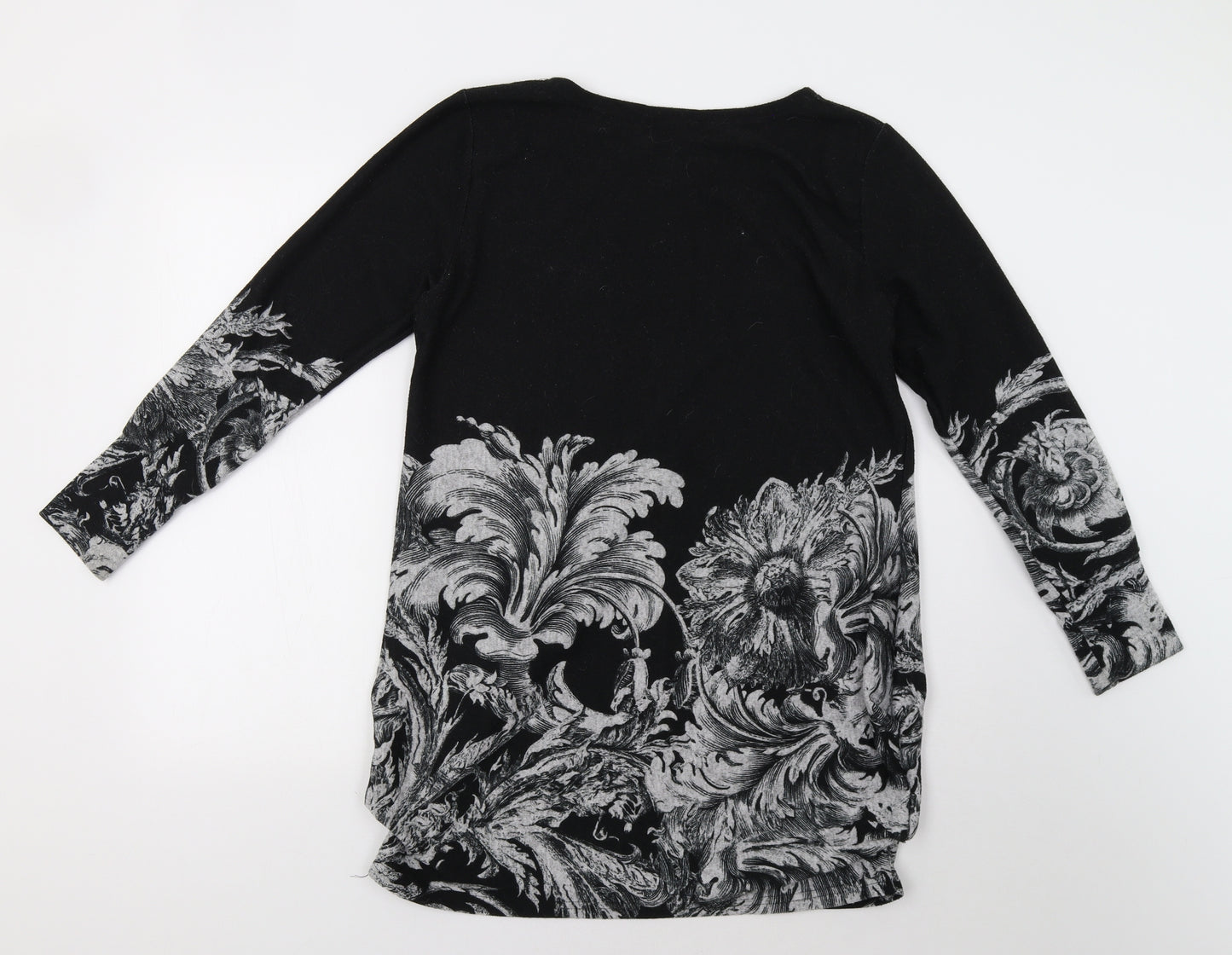 Voulez-Vous Womens Black Floral  Tunic Jumper Size M