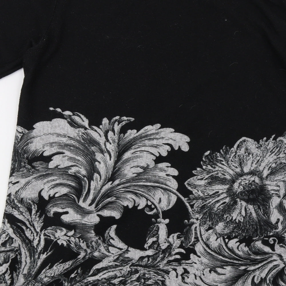 Voulez-Vous Womens Black Floral  Tunic Jumper Size M