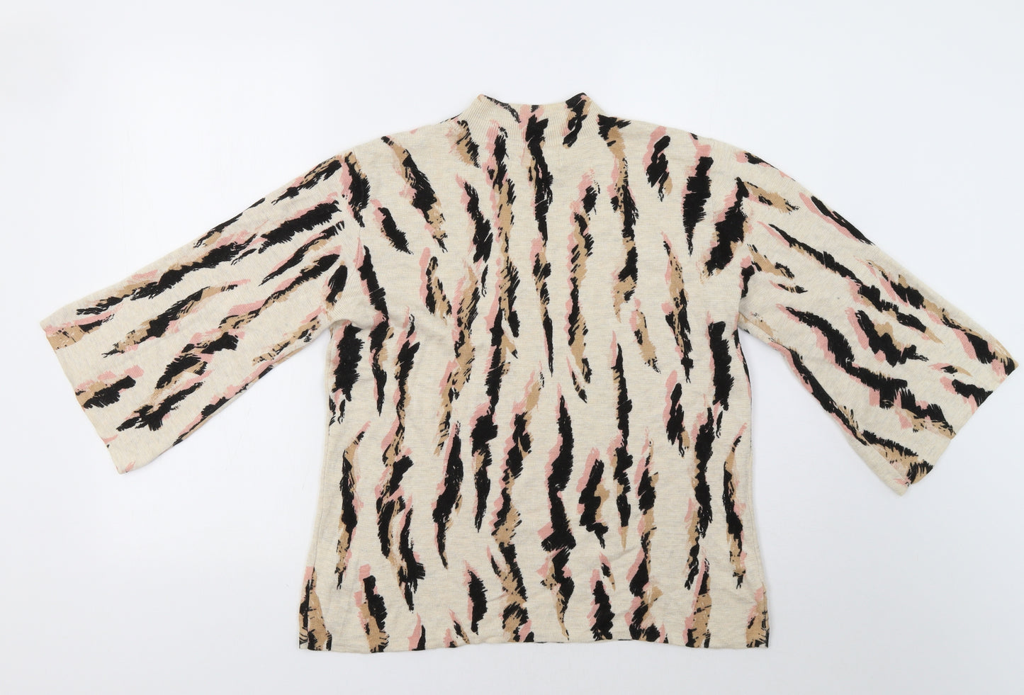 Nutmeg Womens Beige Geometric  Pullover Jumper Size 14