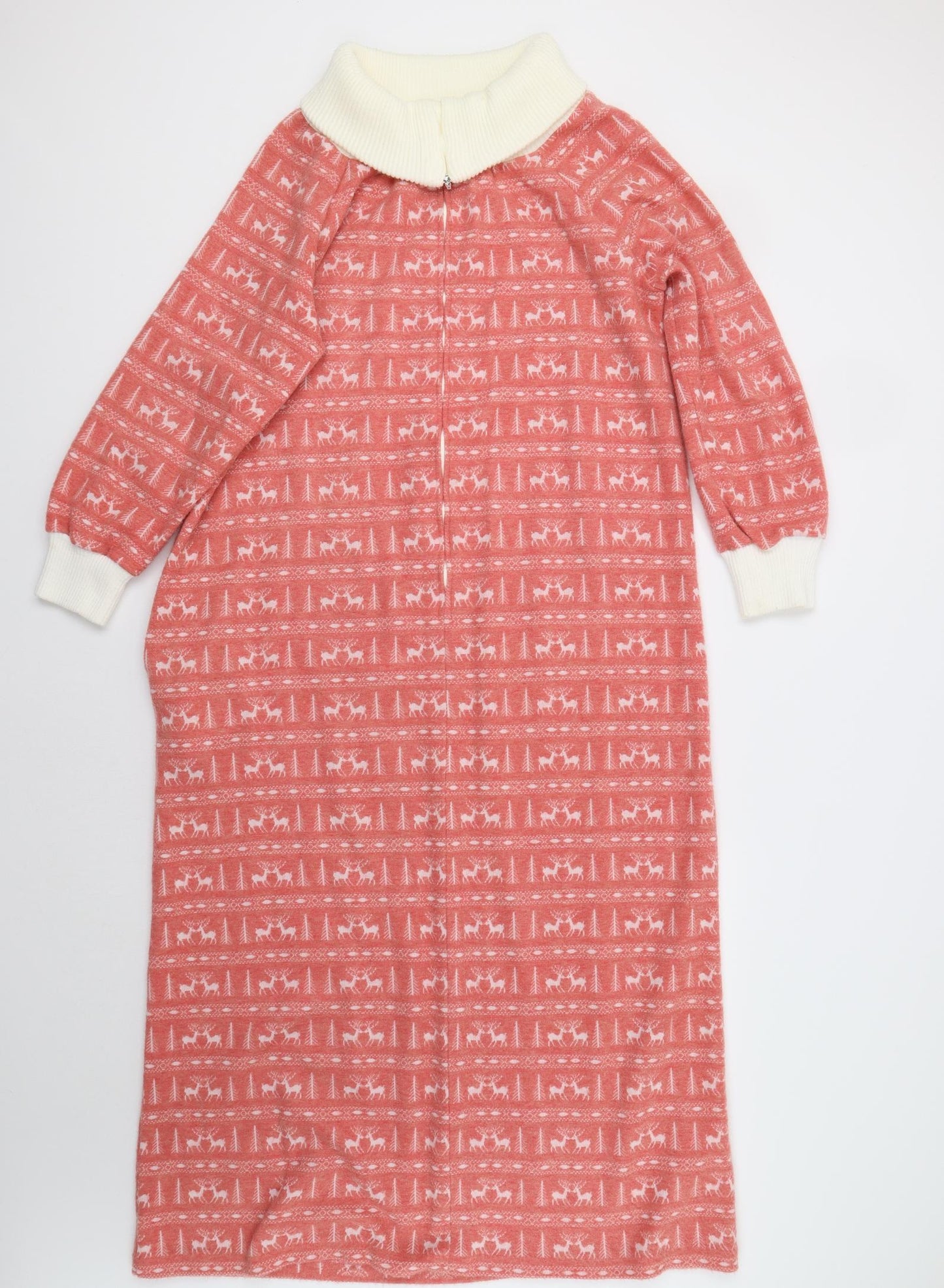 St Michael Womens Pink Fair Isle  Kaftan Gown Size 14