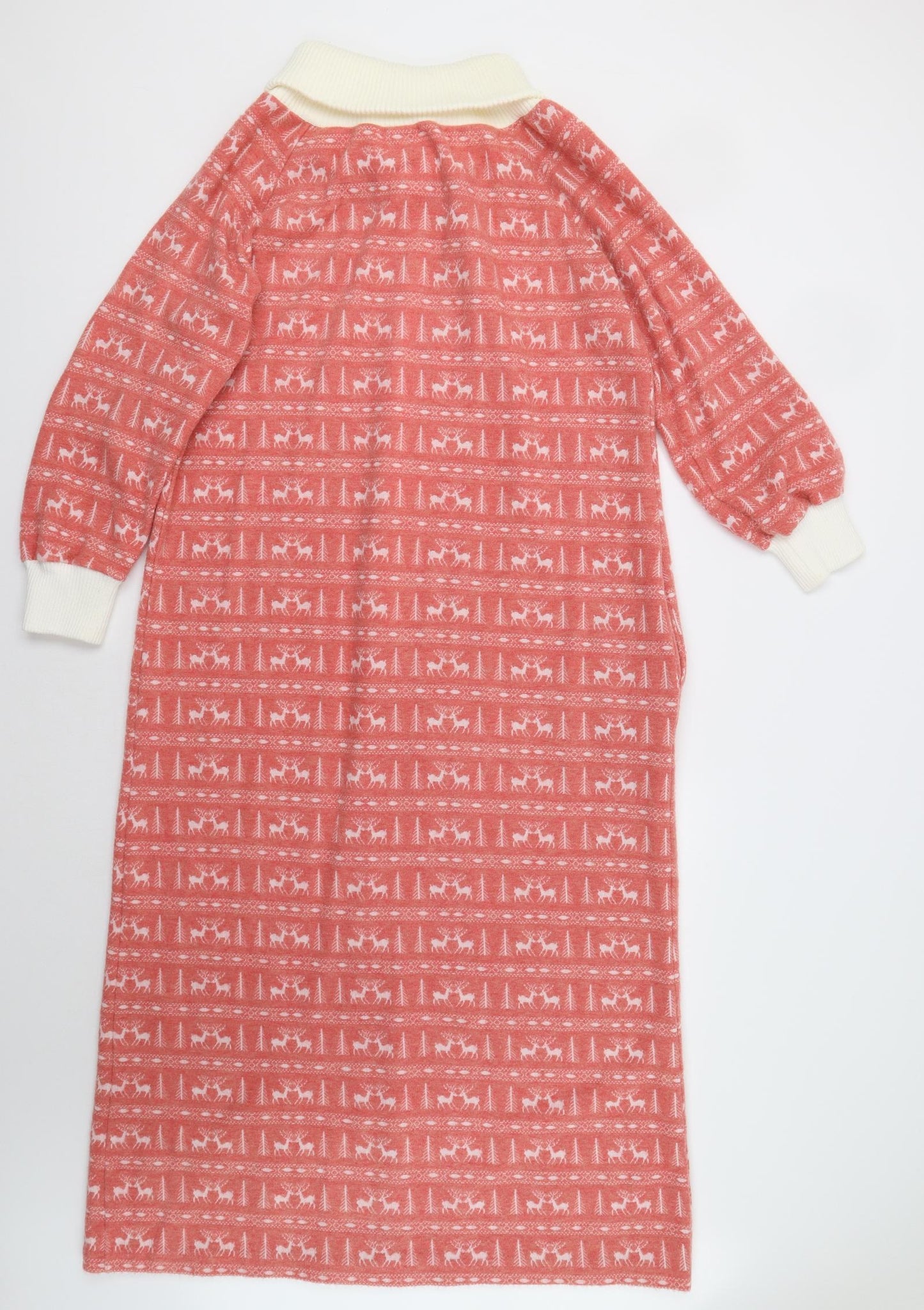 St Michael Womens Pink Fair Isle  Kaftan Gown Size 14