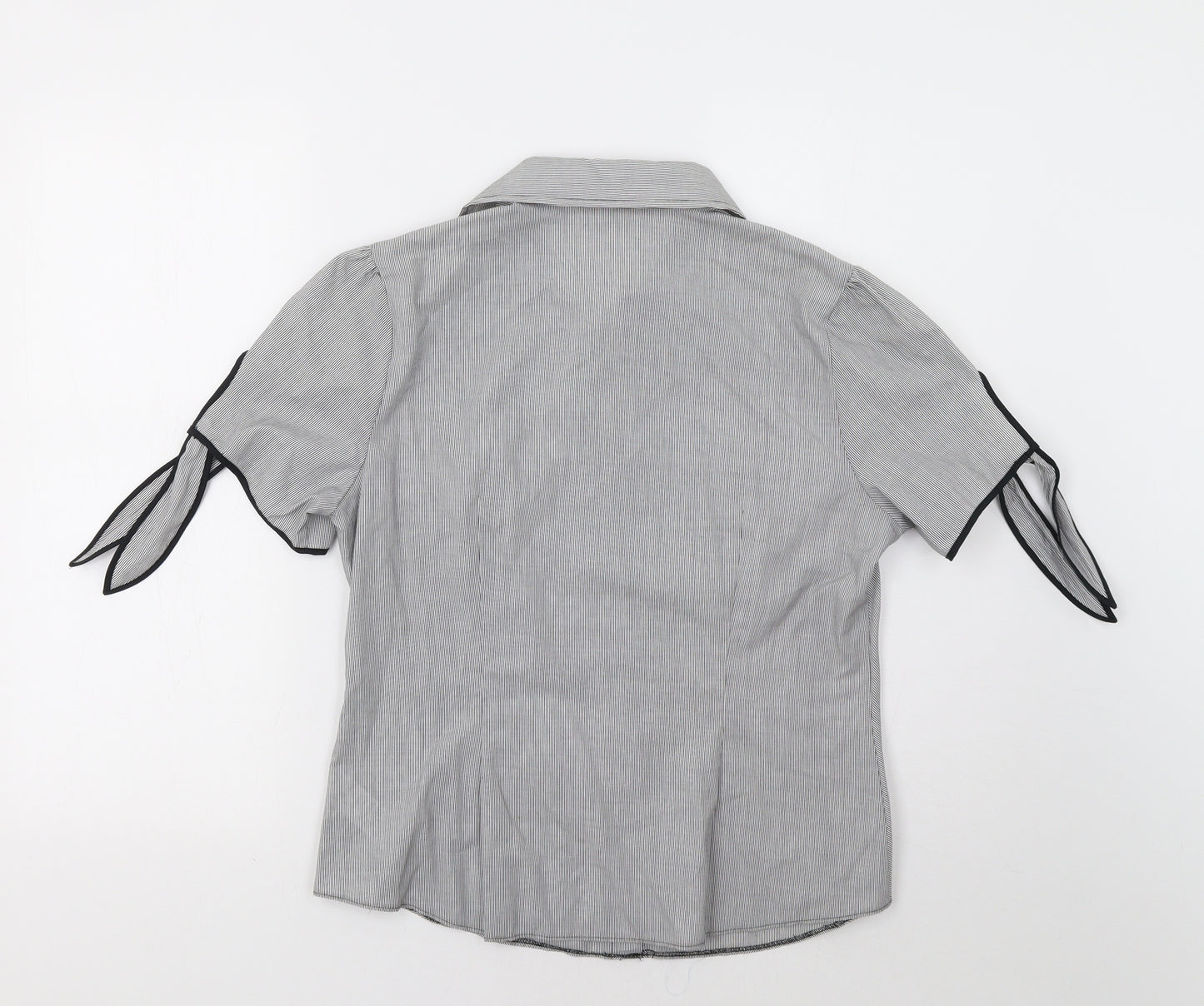 M&S Womens Grey Striped  Basic Button-Up Size 12