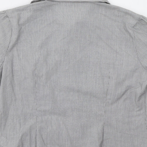 M&S Womens Grey Striped  Basic Button-Up Size 12