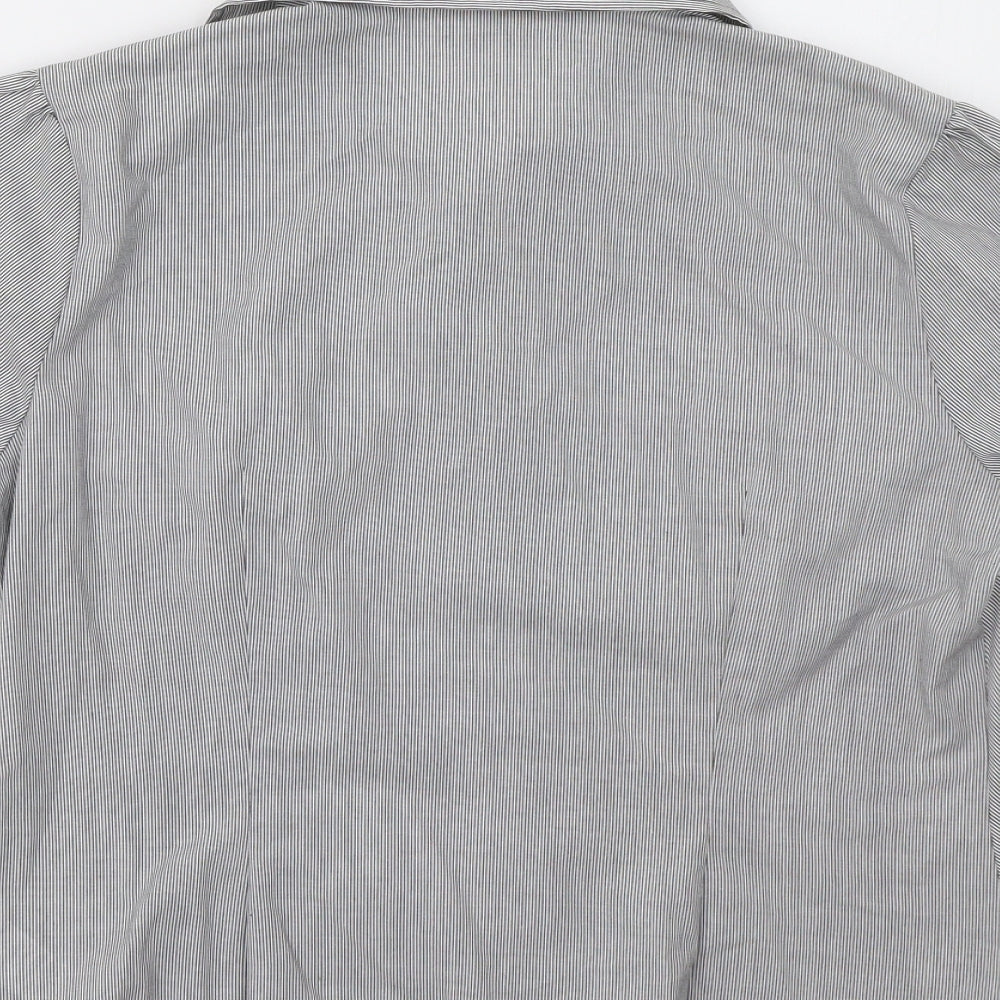 M&S Womens Grey Striped  Basic Button-Up Size 12