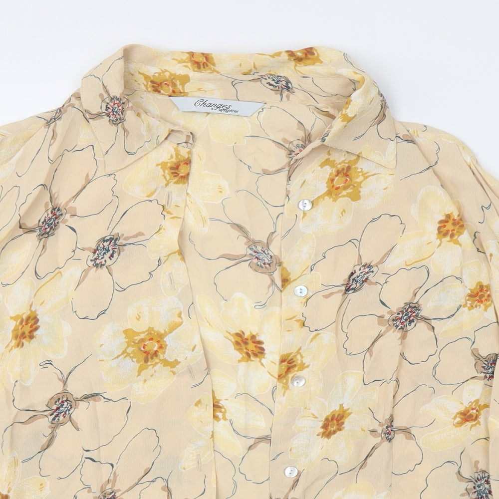 Changes Womens Yellow Floral  Basic Button-Up Size 16