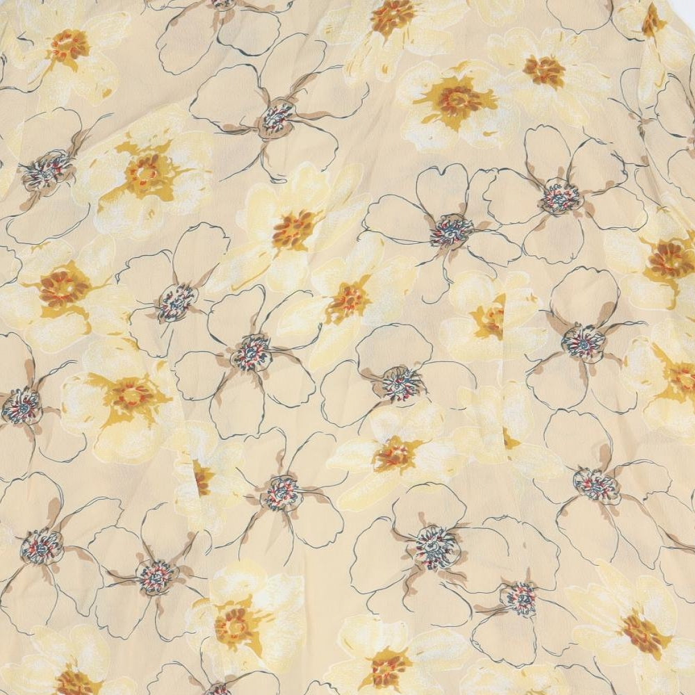 Changes Womens Yellow Floral  Basic Button-Up Size 16