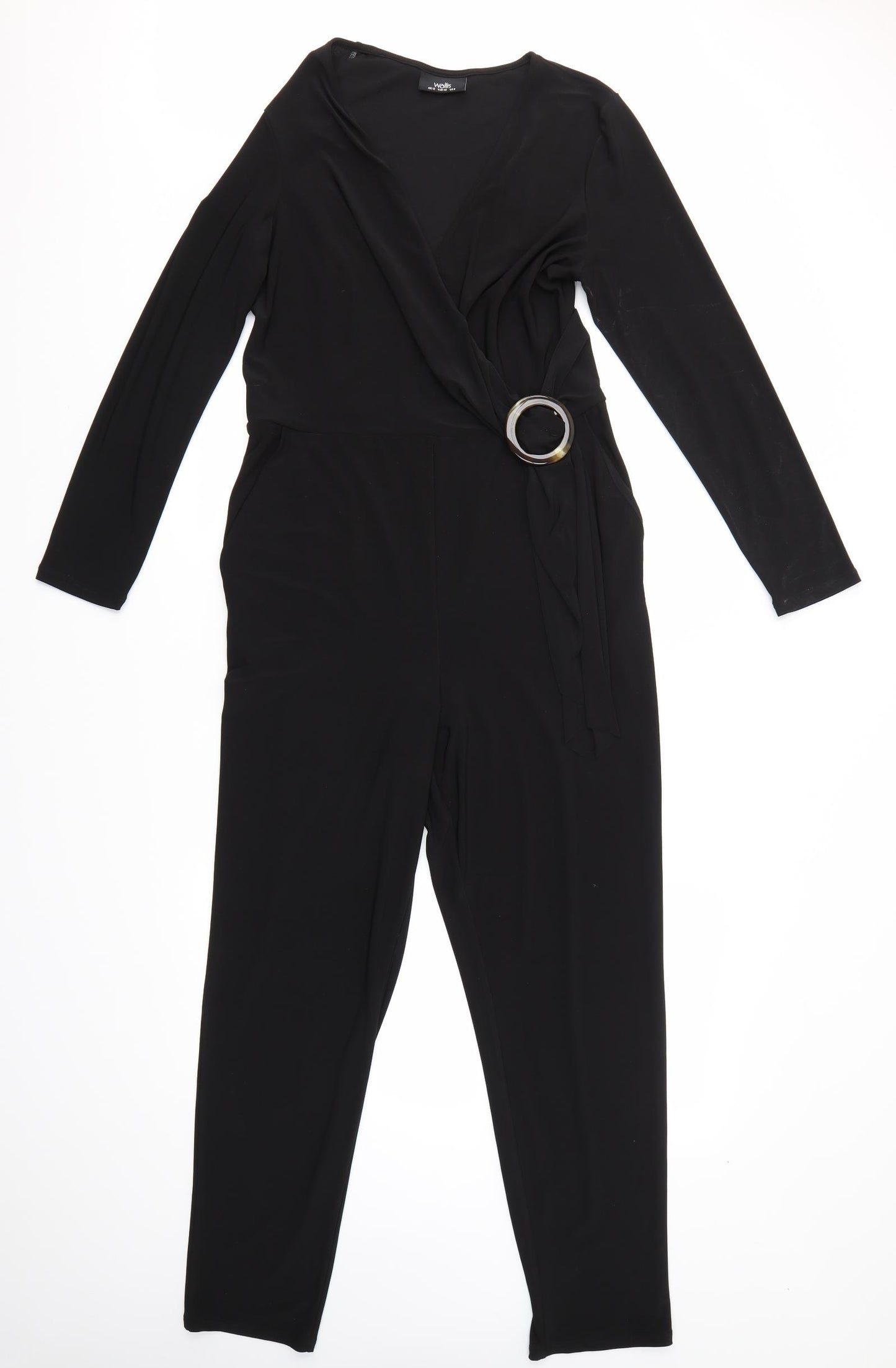 Wallis Womens Black   Jumpsuit One-Piece Size 12 L28 in