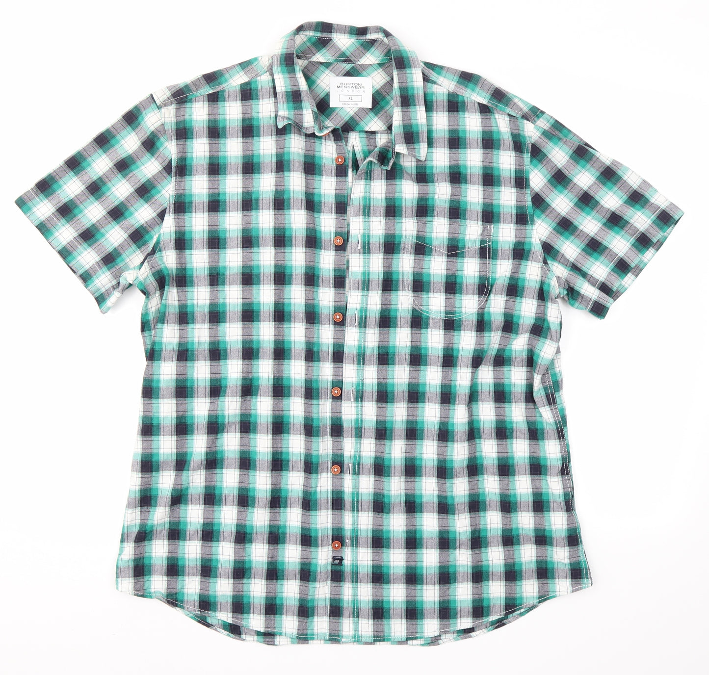 Burton Mens Green Check   Button-Up Size XL