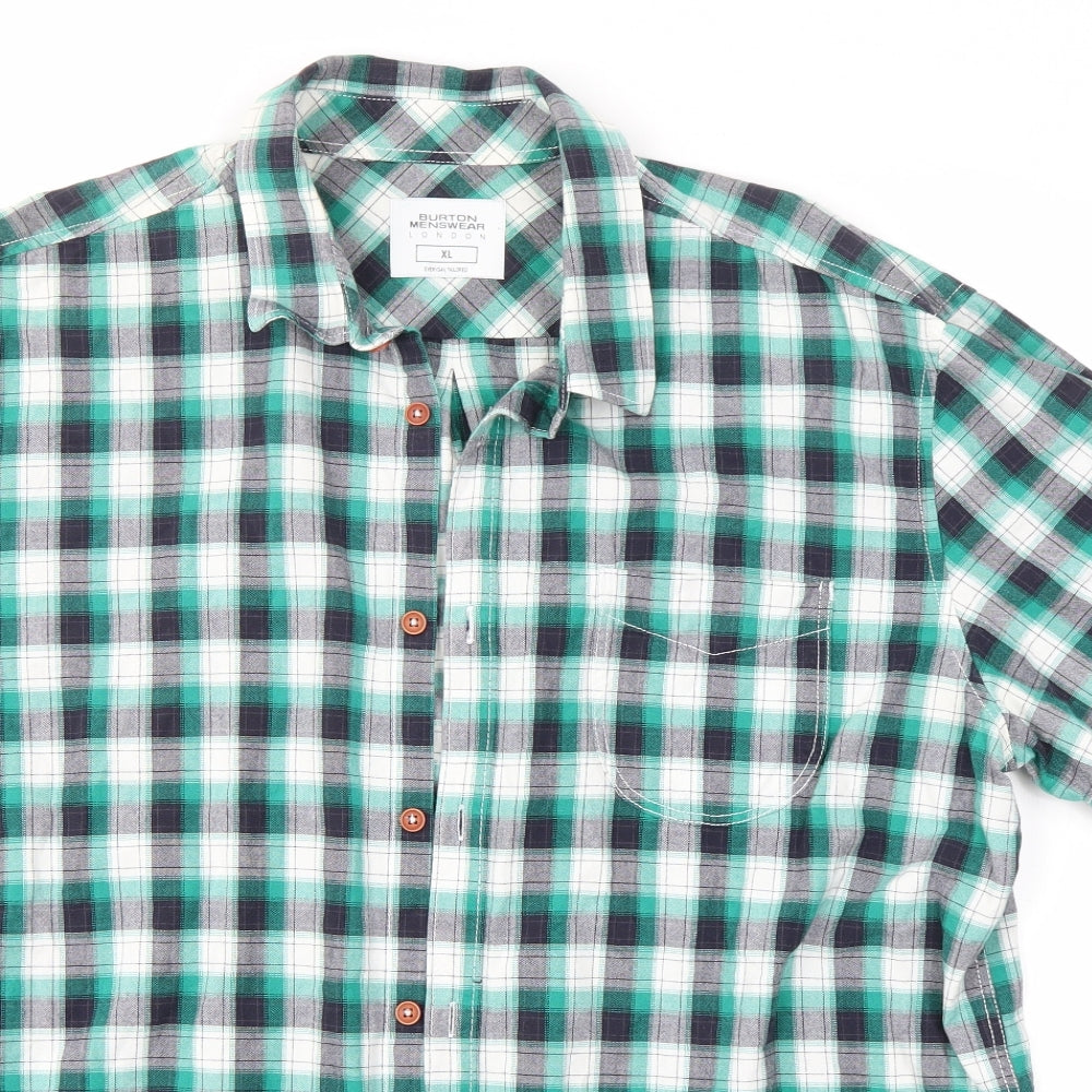 Burton Mens Green Check   Button-Up Size XL