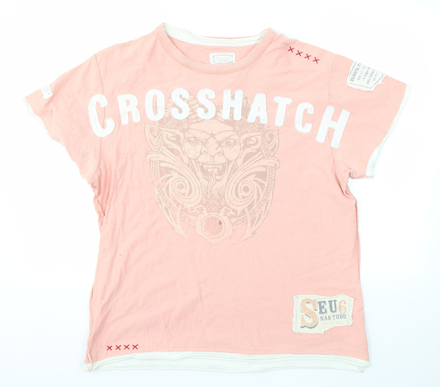 Crosshatch Mens Pink    T-Shirt Size XL