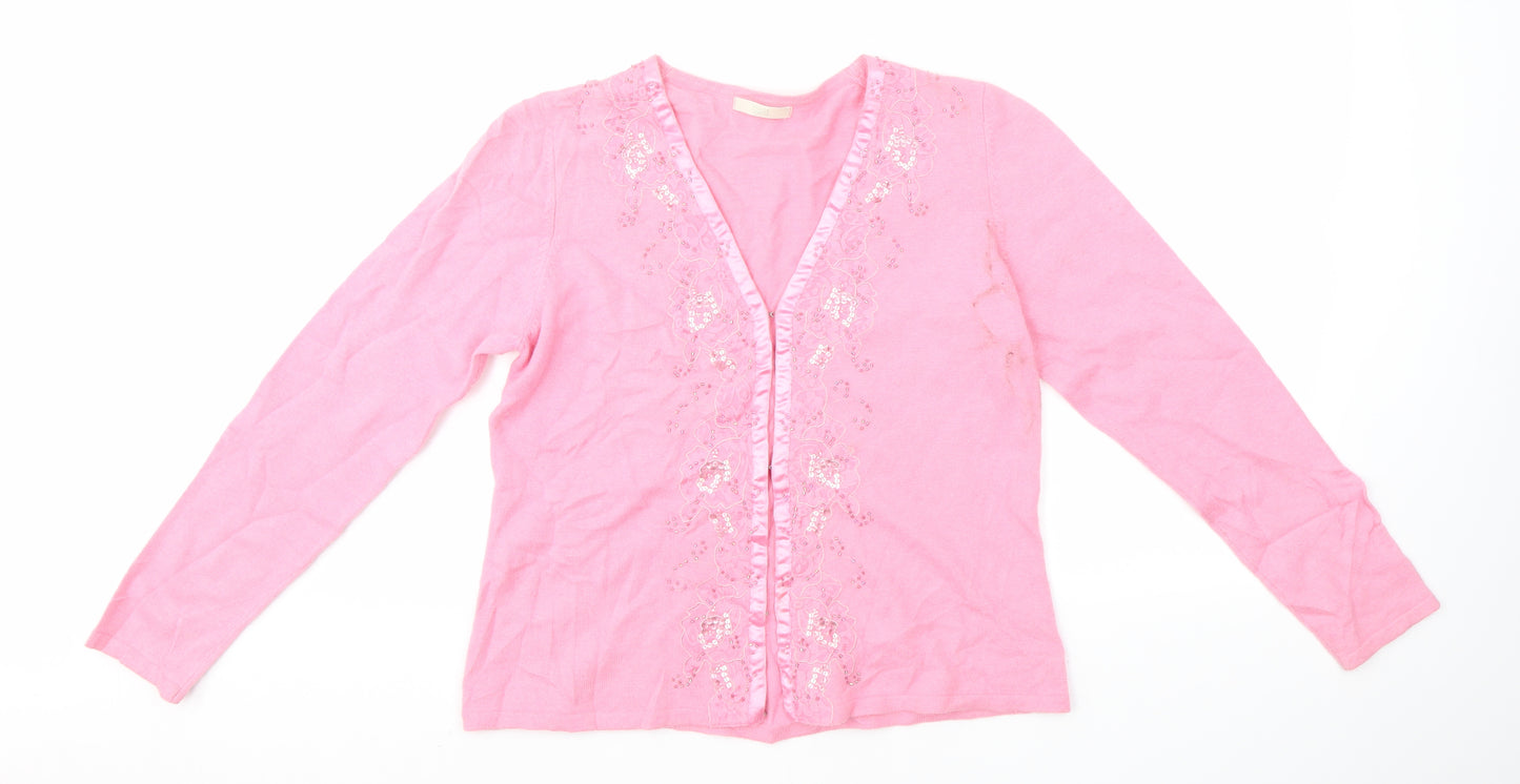 M&S Womens Pink   Cardigan Jumper Size 16