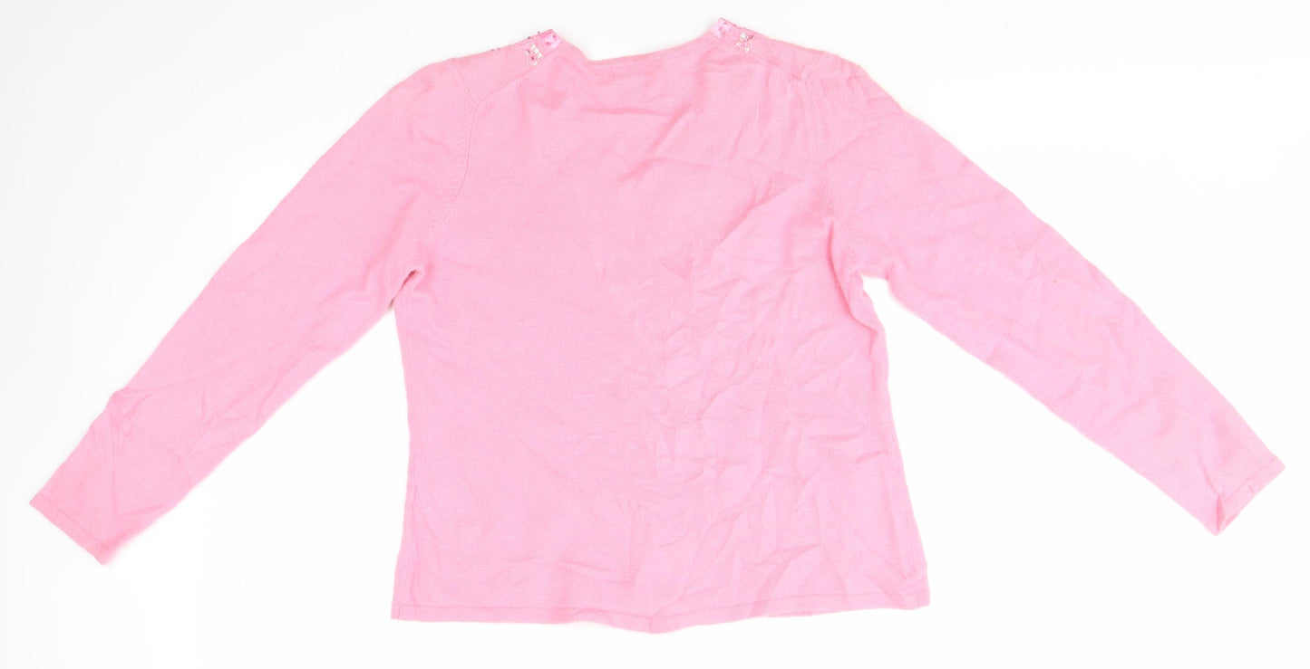 M&S Womens Pink   Cardigan Jumper Size 16