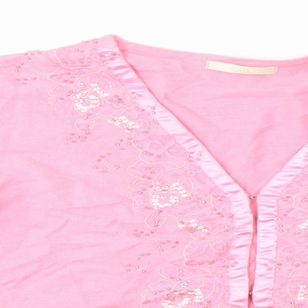 M&S Womens Pink   Cardigan Jumper Size 16