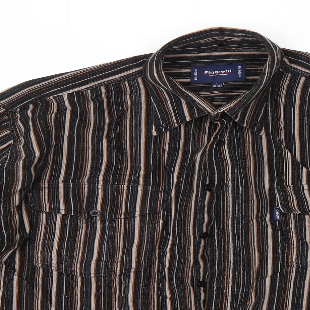 Figaretti Mens Brown    Button-Up Size L