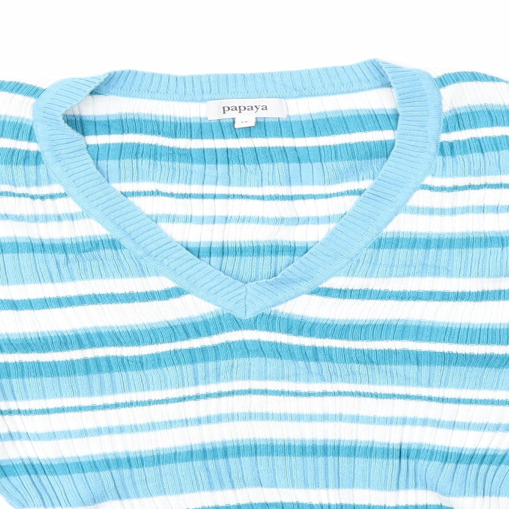 Matalan Womens Blue Striped  Pullover Jumper Size 12