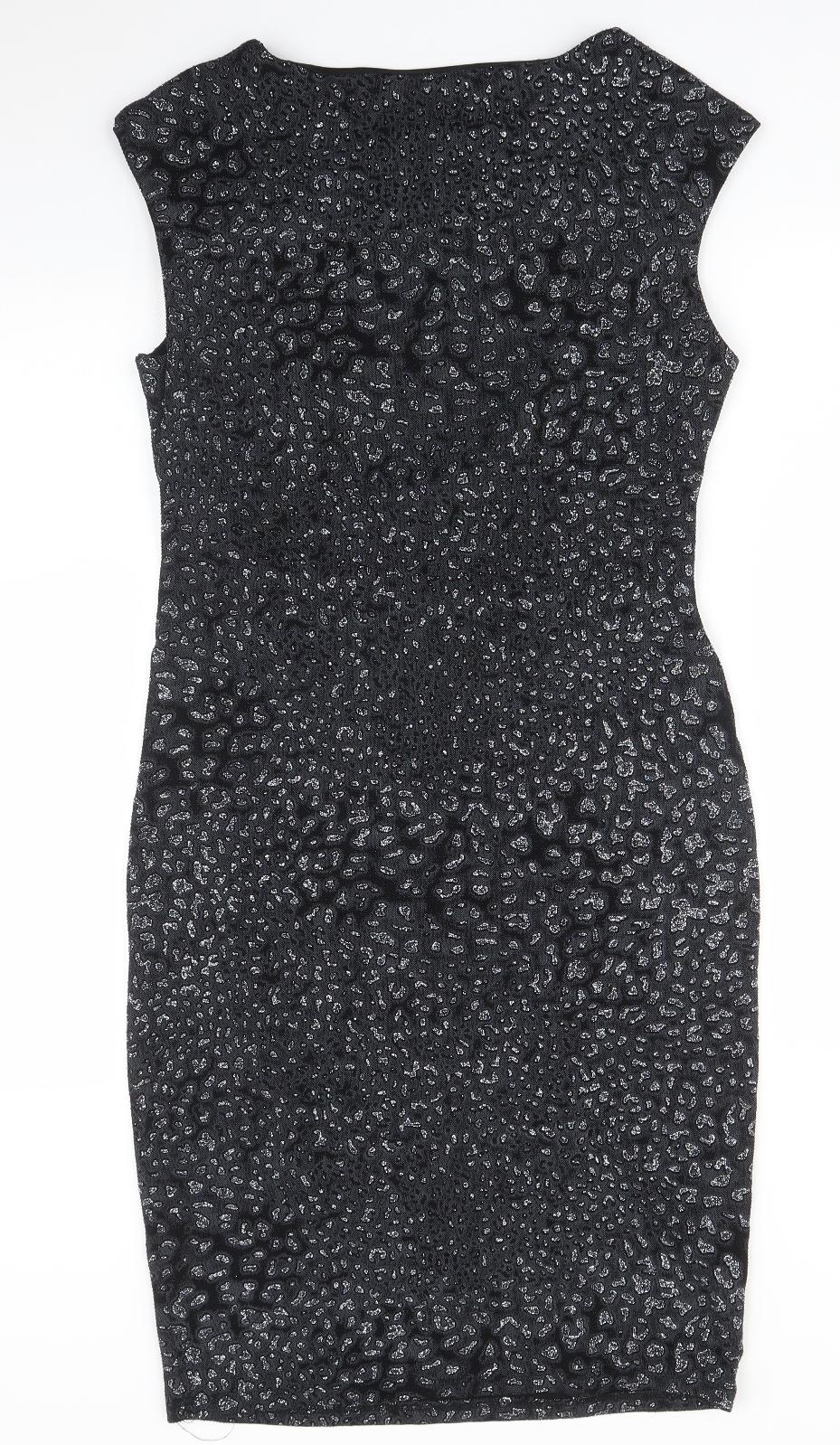 Dorothy Perkins Womens Black Animal Print  Pencil Dress  Size 12