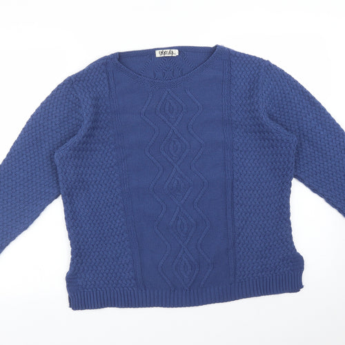 ENVY US Womens Blue Geometric  Pullover Sweatshirt Size L