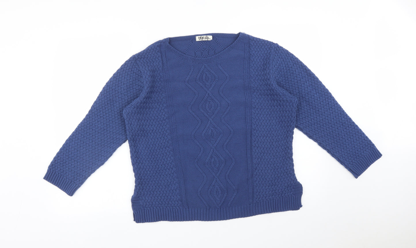 ENVY US Womens Blue Geometric  Pullover Sweatshirt Size L