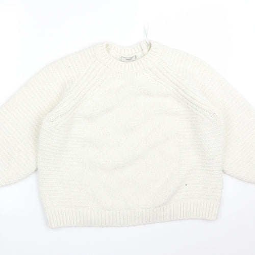 George Womens White Striped  Pullover Sweatshirt Size M