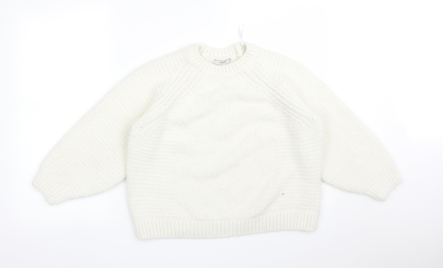 George Womens White Striped  Pullover Sweatshirt Size M