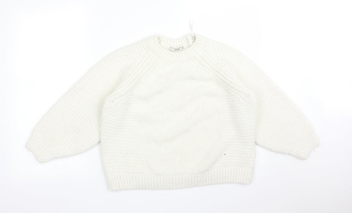 George Womens White Striped  Pullover Sweatshirt Size M