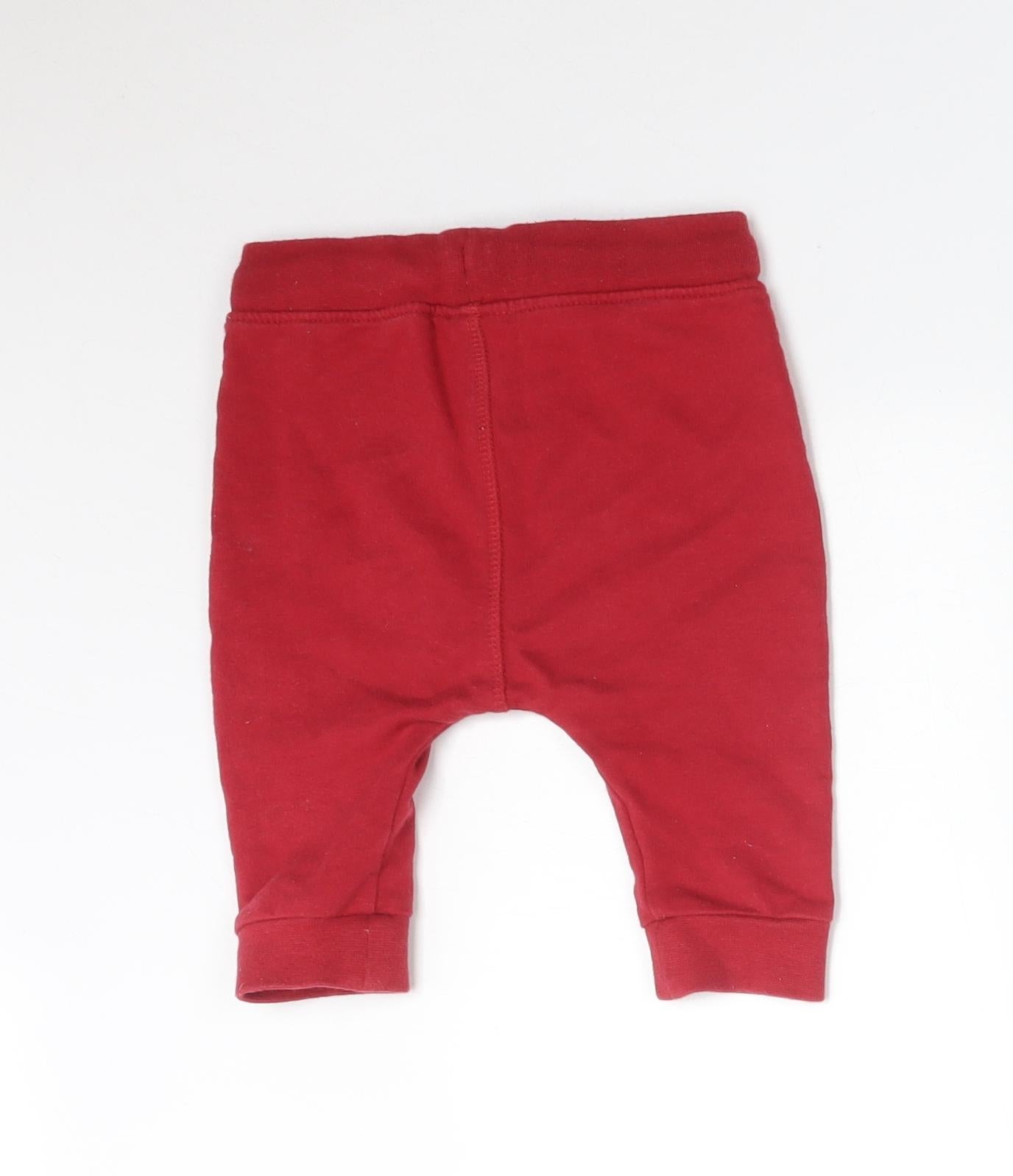M&S Baby Red   Jogger Trousers Size 3-6 Months