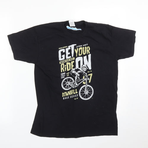 Fruit of the Loom Boys Black   Basic T-Shirt Size 12-13 Years  - MOUNTAIN BIKE