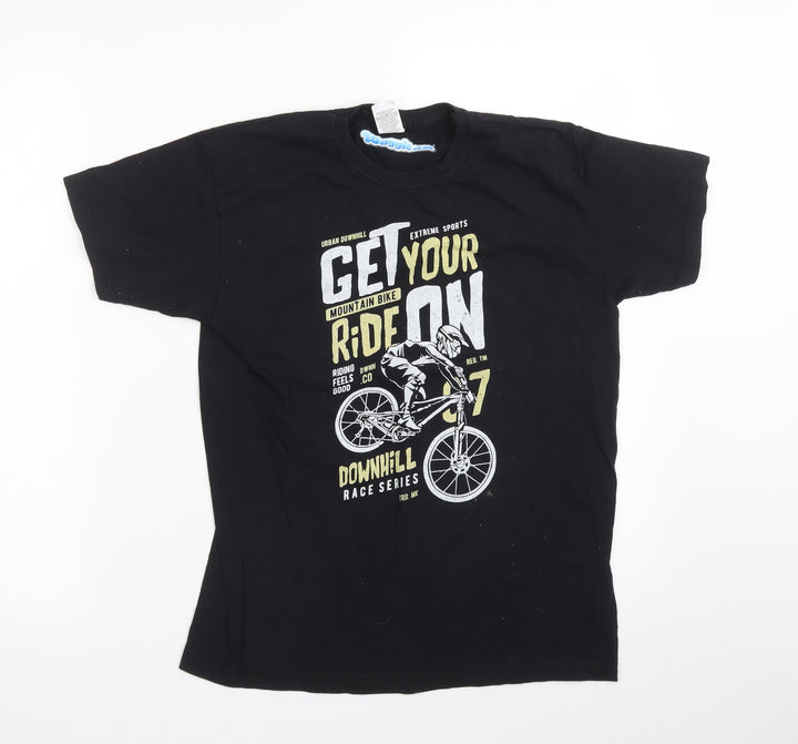 Fruit of the Loom Boys Black   Basic T-Shirt Size 12-13 Years  - MOUNTAIN BIKE