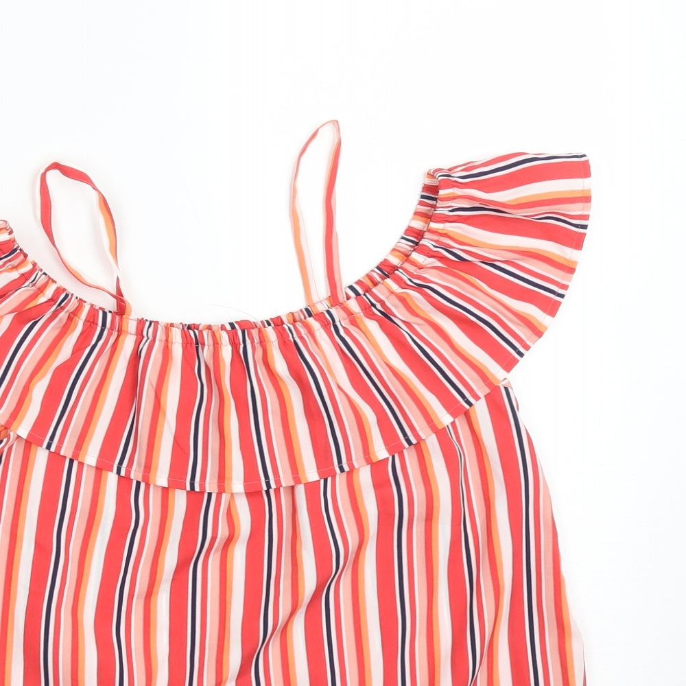 Matalan Girls Multicoloured Striped  Basic T-Shirt Size 8-9 Years