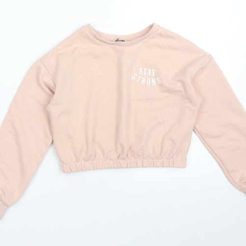 MISS EVIE Girls Pink   Pullover Sweatshirt Size 6-7 Years  - STAY STRONG