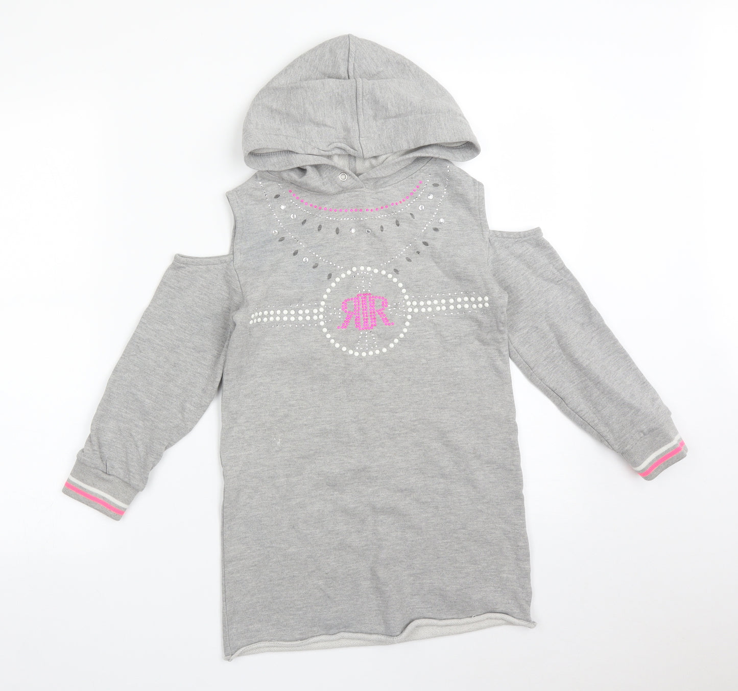 River Island Girls Grey   Pullover Hoodie Size 7-8 Years