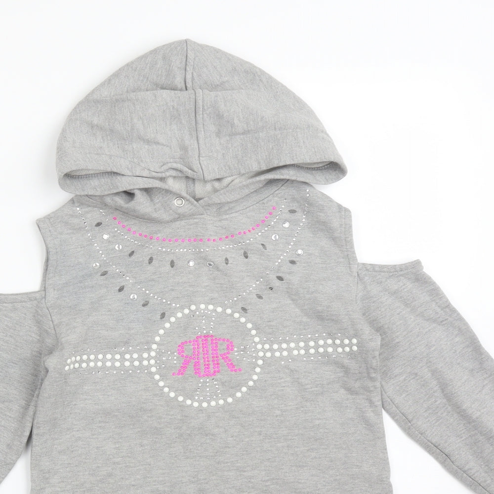 River Island Girls Grey   Pullover Hoodie Size 7-8 Years