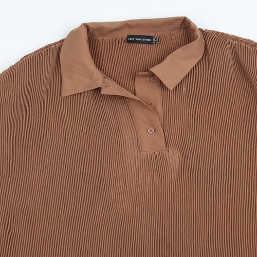 PRETTYLITTLETHING Womens Brown   Basic T-Shirt Size 14