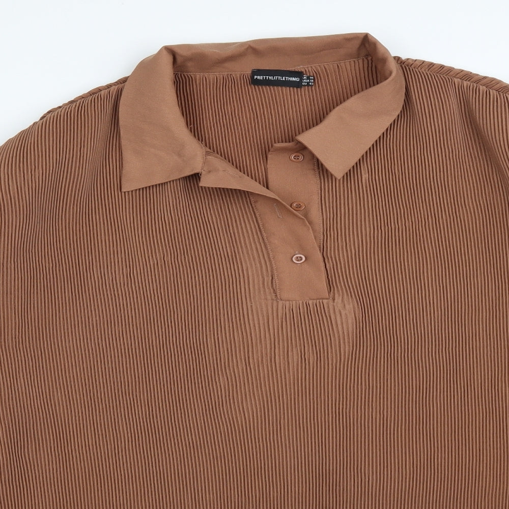 PRETTYLITTLETHING Womens Brown   Basic T-Shirt Size 14