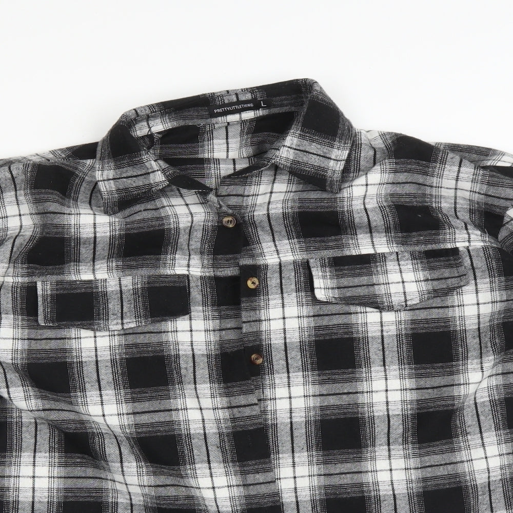 PRETTYLITTLETHING Womens Multicoloured Check  Basic Button-Up Size L