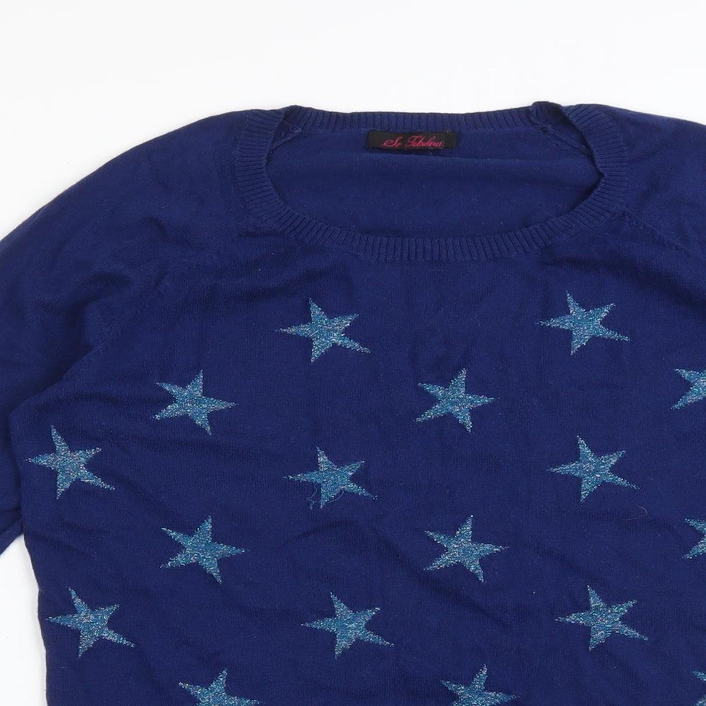 So Fabulous Womens Blue   Pullover Sweatshirt Size 16  - STARS