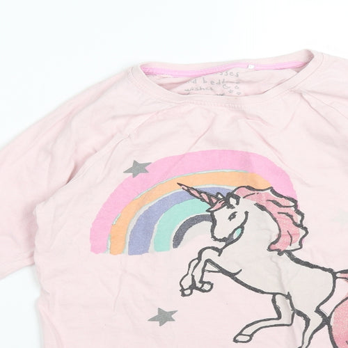 NEXT Girls Pink Solid   Pyjama Top Size 11 Years  - UNICORN RAINBOW