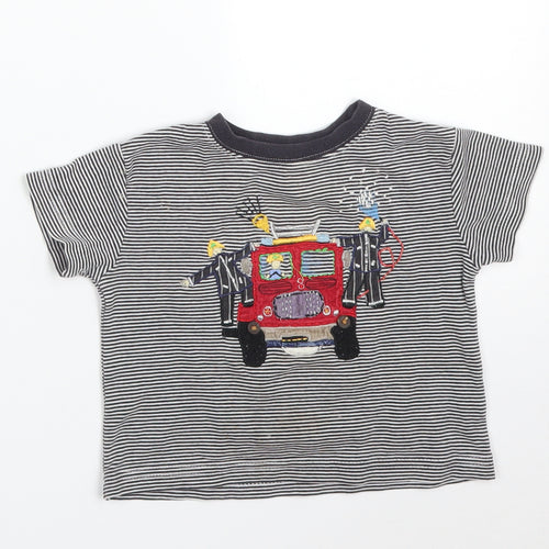Monsoon Baby Multicoloured Striped  Basic T-Shirt Size 12-18 Months  - FIRE ENGINE