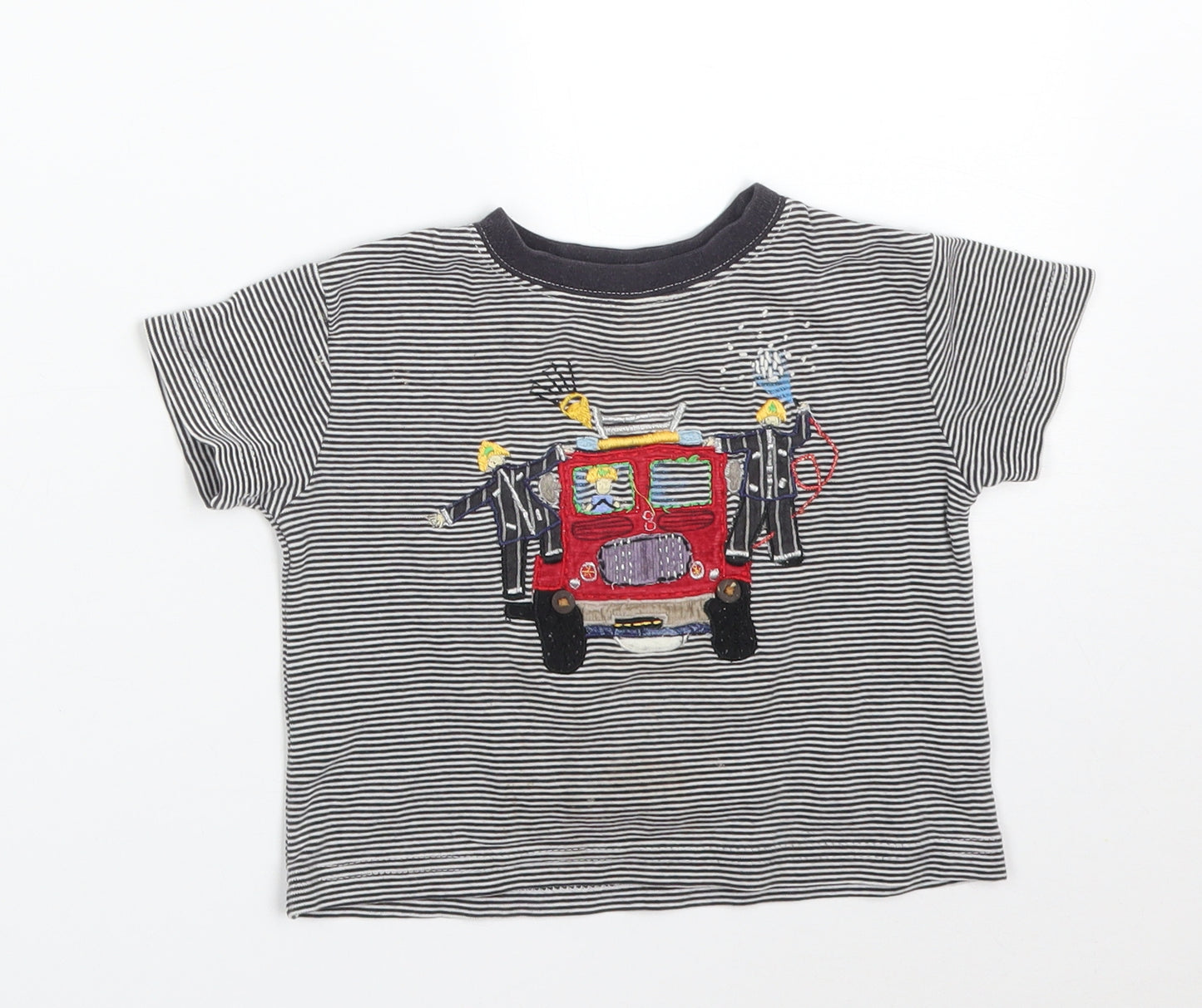 Monsoon Baby Multicoloured Striped  Basic T-Shirt Size 12-18 Months  - FIRE ENGINE