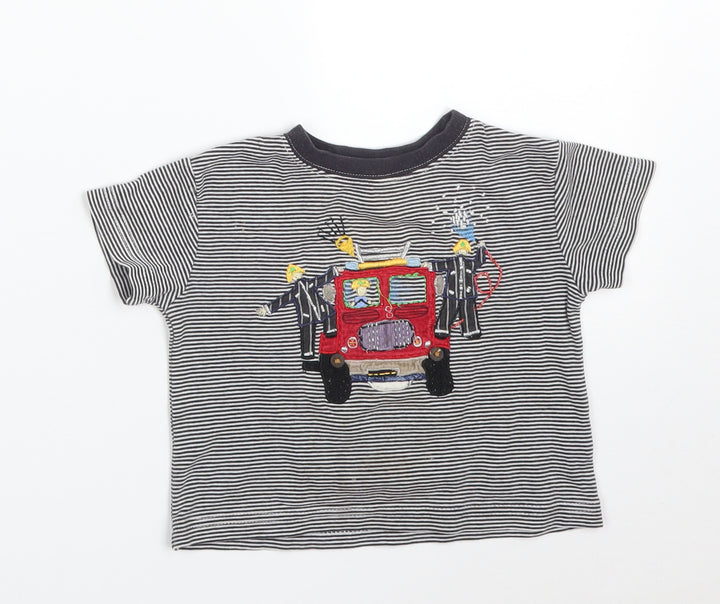 Monsoon Baby Multicoloured Striped  Basic T-Shirt Size 12-18 Months  - FIRE ENGINE